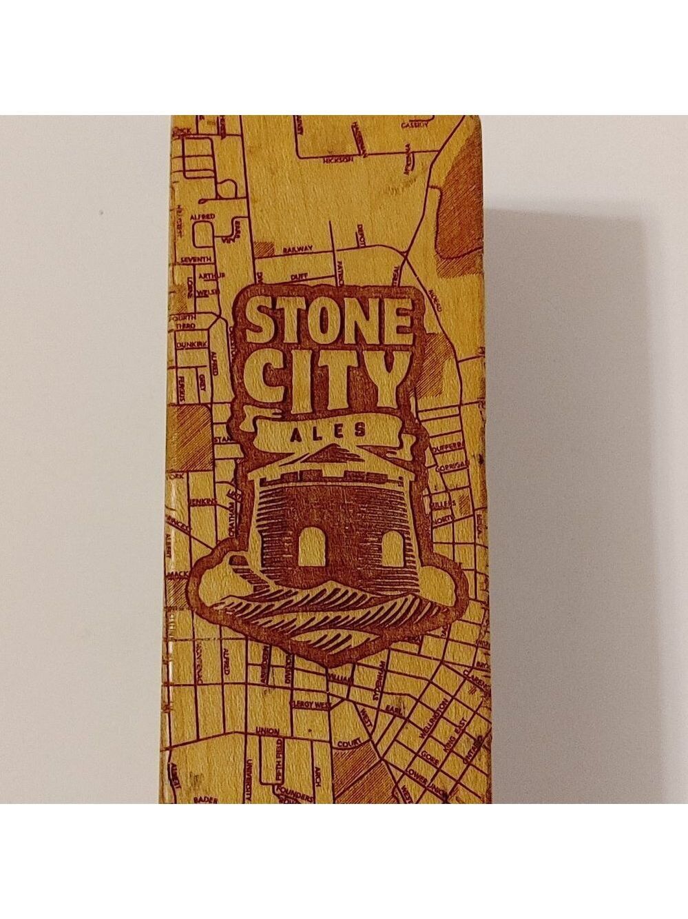 STONE CITY ALES Kingston Ontario Brewery Tap Handle Wood Block Map of Kingston